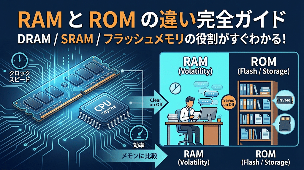 RAMとROMの違いとは？DRAM・SRAM・フラッシュメモリまで分かりやすく解説